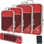 6Pcs Compression Packing Cubes Set, Waterproof Travel Luggage Organizer with Drawstring Bag, Lightweight Nylon Suitcase Storage Bags for Travel Camping Business Trip - color: Red