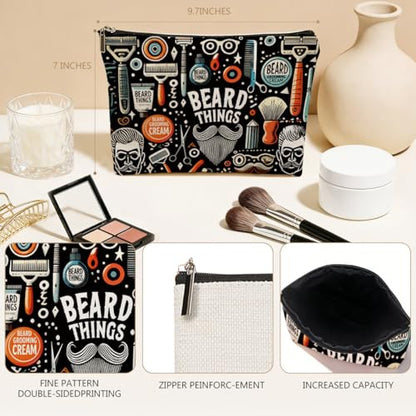 Mens Cosmetic Bag Mens Grooming Bag Travel Toiletry Bags for Men Beard Things Zipper Makeup Pouch Beard Stuff Makeup Bags for Boy Teens Son Husband Father Grandfather Father's Day Birthday Gifts - color: Multicolor 0003