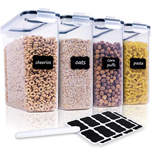 FOOYOO Cereal Containers Storage Set - 4 Piece Airtight Large Food Storage Containers(135.2oz), BPA Free Dispenser Plastic Cereal Storage Containers - color: 4 Piece