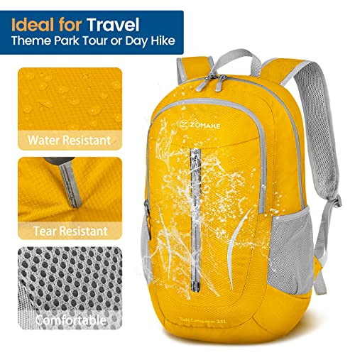 ZOMAKE Ultra Lightweight Packable Backpack 25L, Foldable Hiking Backpacks Water Resistant Small Folding Daypack for Trave(Lemon yellow) - color: Lemon Yellow
