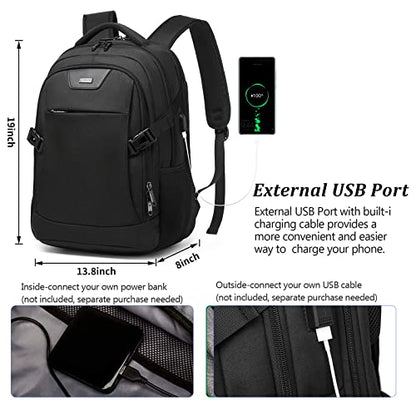 DUSLANG Anti-Theft Laptop Backpack, Black, 15.6-14-13 Inch Laptop Sleeve, USB Charging Port - color: Black, size: 15.6 Inch