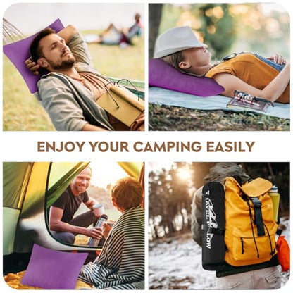 Small Shredded Memory Foam Pillow, Camping Pillow Travel Pillow - Compressible Medium Firm, Breathable Cover, Ideal Backpacking Hiking, Airplane and Car (Purple, S) - color: Purple, size: S-16 X 12 Inch