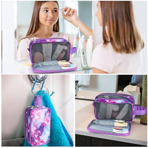 Galaxy-Purple Travel Toiletry Bag, Waterproof Hanging Wash Bag Toiletries for Girls, Kid - color: Galaxy-Purple