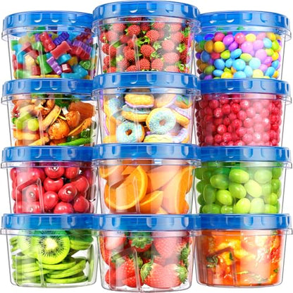 BiuLeon 12 Pack-17oz Freezer Storage Containers, Plastic Food Storage Containers with Twist Top Lids, BPA Free and Reusable Soup Containers with Lids, Leakproof/Microwave/Dishwasher Safe - color: 12Pack-17oz