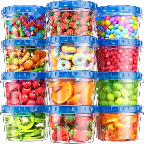 BiuLeon 12 Pack-17oz Freezer Storage Containers, Plastic Food Storage Containers with Twist Top Lids, BPA Free and Reusable Soup Containers with Lids, Leakproof/Microwave/Dishwasher Safe - color: 12Pack-17oz