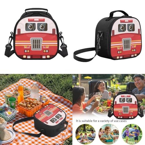 School Backpack for Boys,Fire Truck 3PCS School Backpacks for Primary Study, Lightweight Bookbag with Lunch Bag Bundle for Kids Teens Students - color: Fire Truck-1