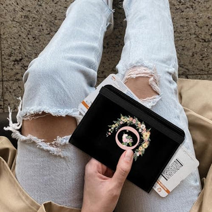 Cute Passport Holder and Holder Combo Passport Cover with RFID Blocking Women Men Compatible Wallet Credit Card Protector (Black-O) - color: Black-O