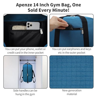 Apenze Small Gym Bag 14 inch lightweight Carry On Mini Duffel Bag for Travel Sport - Blue - color: Blue