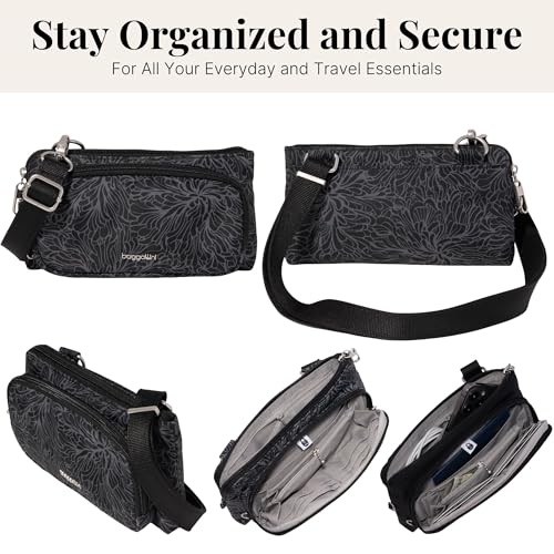 Baggallini Classic Anti-Theft Mini Wallet Crossbody - color: Midnight Blossom