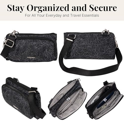 Baggallini Classic Anti-Theft Mini Wallet Crossbody - color: Midnight Blossom