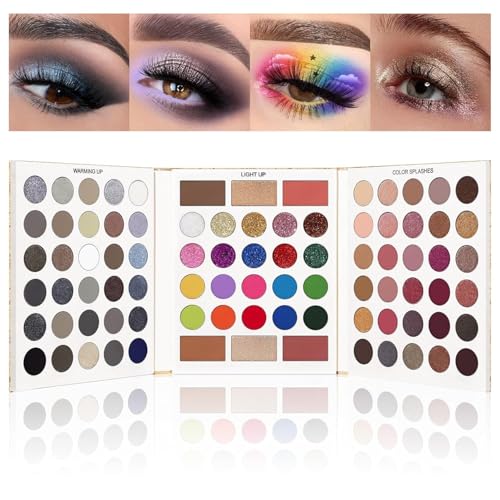 UCANBE Eyeshadow Makeup Palette 86 Colors, Matte Black Grey Silver Smokey Goth Eye Shadows+Chunky Pressed Glitters+Bright Colorful Neon Shades+Rosy Rusty Neutrals for Every Day & Halloween Make Up - color: Palette C