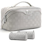 BOYATU Travel Makeup Bag Organizer: 3 Pcs Set Large Capacity Cosmetic Bags Holds 10–20 100ml Full-Size Bottles - 180°Open-Flat Make up Case 3-sec touch-up - Toiletry Bag Gift women (03-A-Gray) - color: 01-F-Gray
