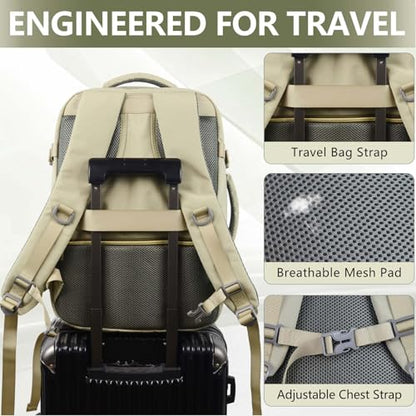 Travel Laptop Backpacks, 30L Carry On Backpack with 3 Packing Cubes, Travel Backpack for Women Airline Approved, Overnight Weekender Backpacks (Green) - color: Green