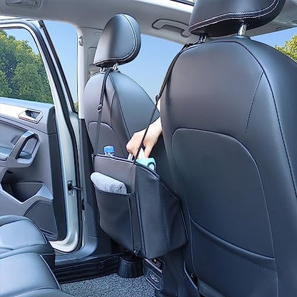 Viaviat Car Handbag Purse Holder Between Seats Leather Car Front Seat Storage Bag Large Capacity Car Organizers for Book Document Phone Bottle Tissue Toy (Black Style-1) - color: Black (Style 1)