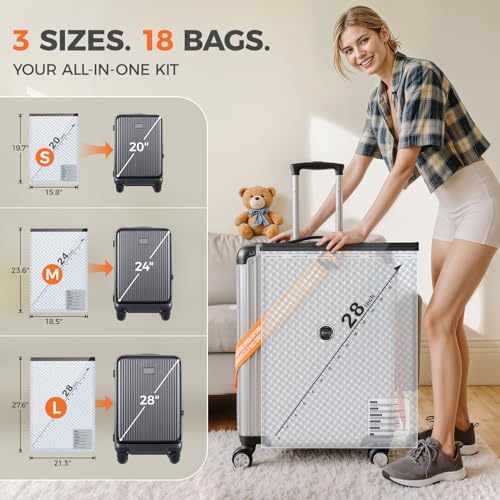 Nicetree 24-Pack Vacuum Storage Bags with Rechargeable Wireless Pump | 3 Sizes (20/24/28 Inch) Travel Vacuum Seal Bags for Clothing, Bedding & Seasonal Storage | Space Saver for Luggage - style: 24 Combo Set