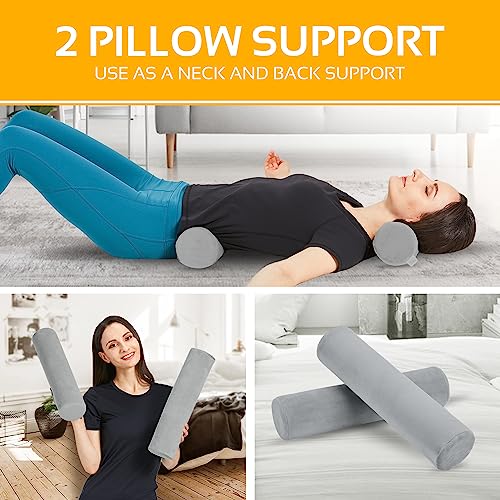 AllSett Health 2 Pack Neck Roll Cervical Pillow for Neck Pain Relief - Memory Foam Neck Pillow for Bed | Round Neck Pillows for Sleeping | Bolster Pillow for Bed, Legs and Back - style: 17x4 Inch, Firm, 2 Pack