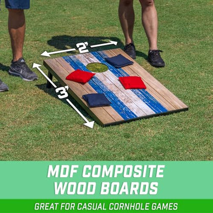 GoSports Portable Cornhole Sets, 8 Styles – Choose 4 x 2 ft or 3 x 2 ft - Boards Include 8 Bean Bags, Travel Case, and Game Rules - style: 3 x 2 ft Barnwood