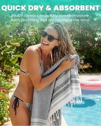 Turkish Beach Towel Quick Dry Sand Free Mens Birthday Gift Ideas for Dad Father Day Husband Brother Uncle Boyfriend in Law Male Boss Grandpa Him Retirement 60th 50th 40th 30th Wife Daughter Son - color: Thicker Black, size: 72 x 36 inch