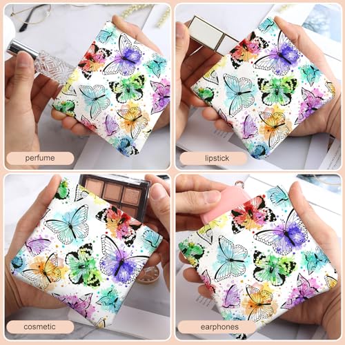 2Pcs PU Leather Small Squeeze Coin Purse Pouch Mini coin Bag Unique And Cute Wallet Cosmetic Bags Change Bag For Women Girls Men Colorful Butterflies - color: Colorful Butterflies