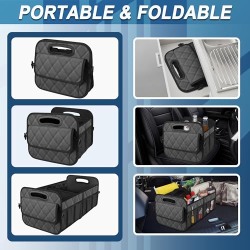 Deosk Trunk Organziers and Storage with Reinforced Handles,Car Accessories for Women/Men 50L Waterproof Polyester Trunk Organzier for Car/SUV/Minivan/Truck(Medium,Charcoal) - color: Charcoal, size: Medium