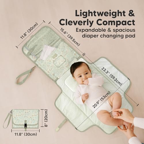 KeaBabies Portable Diaper Changing Pad, Travel, Car - Large Waterproof Baby Changing Mat, Wipeable, Padded, On The Go Travel Diaper Clutch Bag, Easy to Use Pockets for Newborn Essentials (Fox Vale) - color: Fox Vale