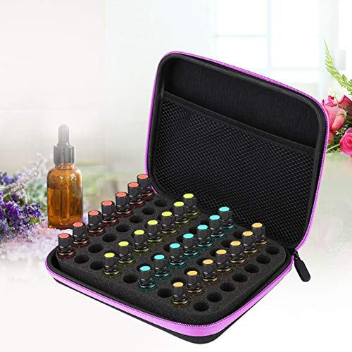 OUKENS Essential Oil Carrying Case, 1-3ml 63 Slots Hard EVA Shell Essential Oils Storage Organizer Bag with Foam Insert and Carrying Handle (Purple) - color: Purple