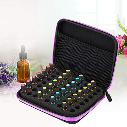 OUKENS Essential Oil Carrying Case, 1-3ml 63 Slots Hard EVA Shell Essential Oils Storage Organizer Bag with Foam Insert and Carrying Handle (Purple) - color: Purple