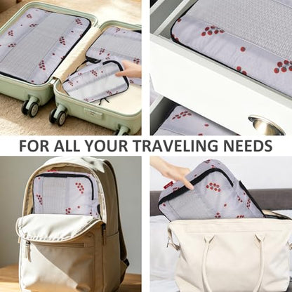 U+U 5 Set Packing Cubes for Travel Essentials Ultralight Luggage Packing Organizers with Laundry Bag and Shoe Bag for Vacation, Business Trip and Camping (Cherry Tomato) - color: Cherry Tomato