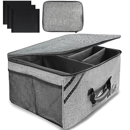 WOLT Car Trunk Organizer with Lid, Collapsible Multi Compartment SUV Organizer with Non-Slip Base Adjustable Straps - color: Gray