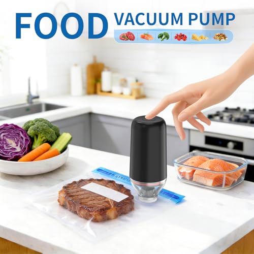 Handheld Vacuum Sealer, Sous Vide Vacuum Pump, Rechargeable Hand Held Vacuum Sealer for Food Storage, Camping, Sous Vide, Reusable Vacuum Bags Compatibility, Black(Pump Only) - color: Black