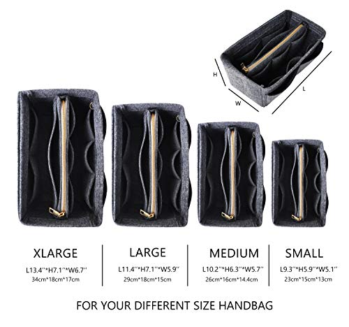 Vercord Felt Organizer Insert For Purse Handbag Tote Bag In Bag Inside Shaper Divider Neo Dark Grey Small - color: A Dark Grey, size: Small