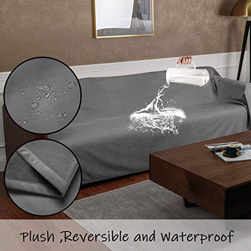 Ameritex Pet Bed Blanket Reversible 100% Waterproof Velvet Super Soft for Sofa and Bed (52x82 Inches, Light Grey+Grey) - color: Light Grey+grey, size: 52x82 Inches