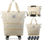 DOJUNS Rolling Duffle Bag with Wheels,Expandable Foldable Duffle Bag,Detachable Rolling Wheels,Rolling Luggage Bag Carry on Duffel Bag,Wheeled Travel Duffle Bag,Gift for Wife and Parents - color: White