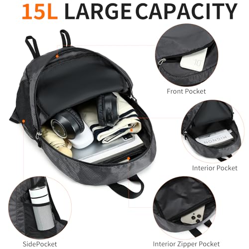 Small Hiking Backpack Travel Lightweight Hiking Packable Daypack Water-Resistant Foldable Backpacks 15L for Travel Women Men Camping (Grey) - color: Grey, size: 15L