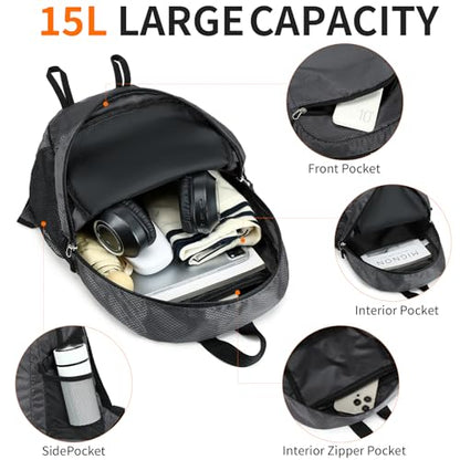 Small Hiking Backpack Travel Lightweight Hiking Packable Daypack Water-Resistant Foldable Backpacks 15L for Travel Women Men Camping (Grey) - color: Grey, size: 15L