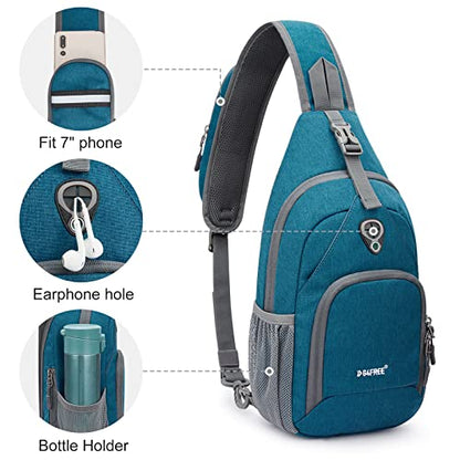 G4Free RFID Sling Bag Crossbody Backpack Small Chest Shoulder Bag Hiking Outdoor - color: Teal Blue