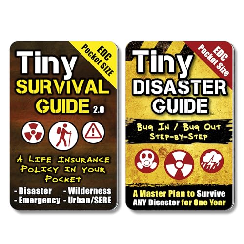 Tiny Survival Guide – Micro EDC Emergency Preparedness Pocket Handbook for Camping, Hiking, Bushcraft, SAS & First Aid – Fits Wallet, Bug Out Bag or Glove Box - style: 1 Survival Guide + 1 Disaster Guide
