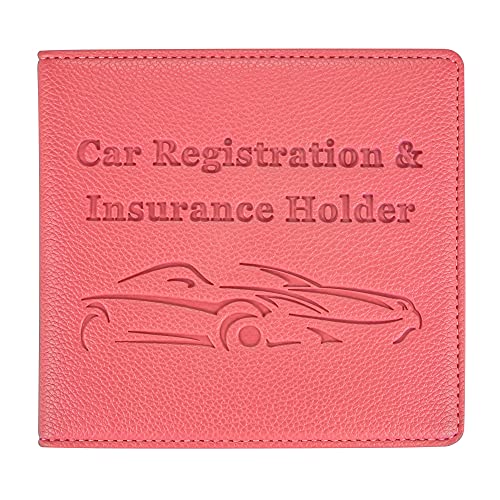 Car Registration and Insurance Holder, Premium PU Leather Vehicle Glove Box Car Organizer Men Women Wallet Accessories Case for ID, Driver's License - Pink - color: Pink