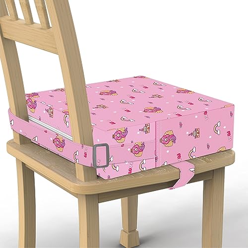 Toddler Booster Seat for Dining Table, Portable Kids Booster with Adjustable Safety Buckles, Non-Slip Bottom, Travel Cushion - color: Pink