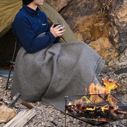 REDCAMP Wool Blanket, Warm and Thick Wool Camping Blanket- Great for Outdoors, Stadium Blanket, Picnics, Travel and Car, Machine Washable 86"x 63" Grey - color: 86"x 63" Grey