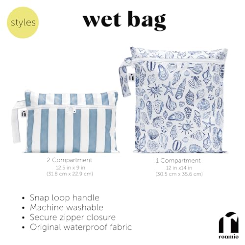 Bumkins Roamio Waterproof Wet Bag & Wet/Dry Clutch Set – Reusable Travel Organizers for Swim, Beach, Gym, Baby Gear, Cloth Diapers, Pump Parts, Pool, Toiletries – Machine Washable, Leopard 2-Pack - color: R-Leopard Print, 2pc