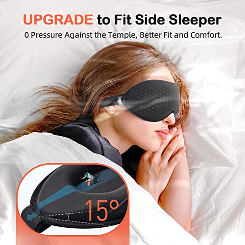 INNELO Sleep Mask for Side Sleeper, Eye Mask Sleeping Women Men, 100% Light Blocking 3D Contoured Cup Sleeping Mask Soft No Eye Pressure Cover Blindfold Night Shade for Travel Nap Yoga, Black - color: Black