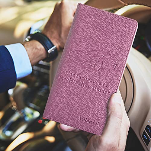 Valardoh Premium Car Registration and Insurance Card Holder, Car Document Holder for Cards, Driver License & other Essential Documents (Purple) - color: Purple
