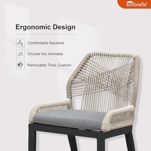 PURPLE LEAF 9 Pieces Patio Dining Set Aluminum Rectangular Table and Wicker Chairs with Cushions for Kitchen Porch Garden Modern Outdoor Furniture Sets, Beige and Dark Grey - color: Beige/Dark Grey, size: 9 PCS, style: Rectangular
