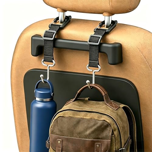 Car Seat Headrest Hooks, 4-Pack | Heavy Duty Metal, For Purses, Handbags & Grocery Bags, Universal Car Storage Organizer, Fits Most Vehicles - style: DL4