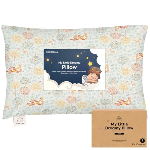 KeaBabies Organic Toddler Pillow with Pillowcase, Jumbo 14X20 - Soft Cotton Toddler Pillows for Sleeping - Machine Washable - Perfect for Travel, Toddler Bed Set (Wild Picnic) - color: Wild Picnic