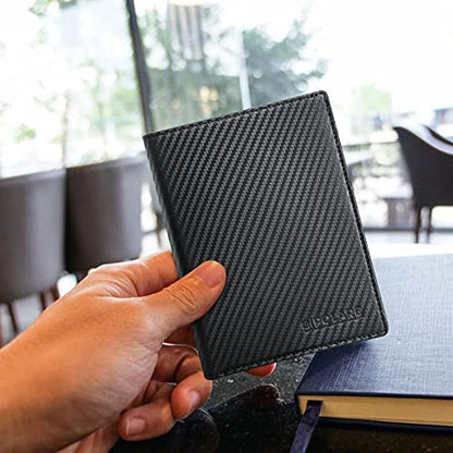 Polare Luxury RFID Blocking Leather Passport Holder Travel Wallet For Men and Women (Carbon Black) - color: Carbon Black