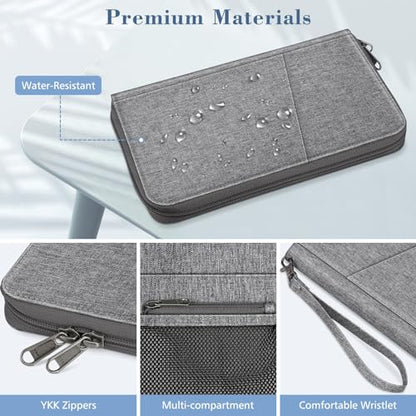 Fintie Family Passport Holder Wallet, RFID Blocking Travel Document Organizer Clutch Bag Credit Cards Case Cover for Women Men - color: Snowflake Gray