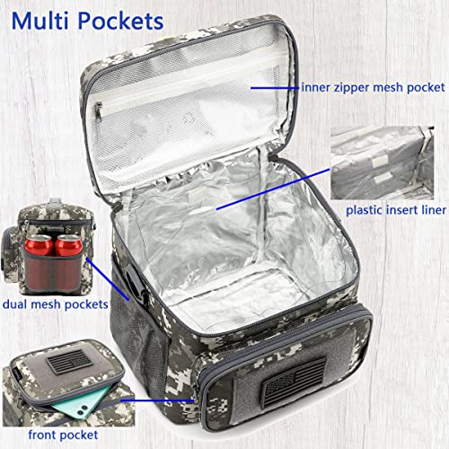 FlowFly Tactical Lunch Bag Large Insulated Lunch Box Cooler Tote for Men, Women with MOLLE/PALS Webbing (Digital#Camo, Medium) - color: Digital#Camo, size: Medium