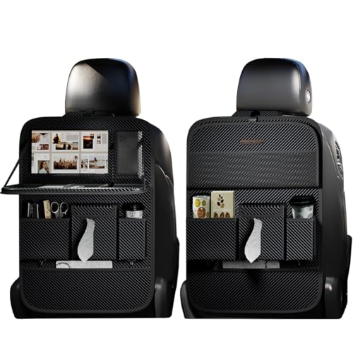 XDV Car Seat Organizers,Multi-functional Back Seat Protectors, Storage Pouches, and Tray Holders (for Cars, Kids, Seat Back and Rear Seats) (Carbon Fiber, 2 Pcs) - color: Carbon Fiber, size: 2 Pcs